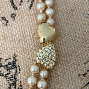 Joan Rivers Classics Collection Gold and Cream Pearl Necklace with Heart clasp